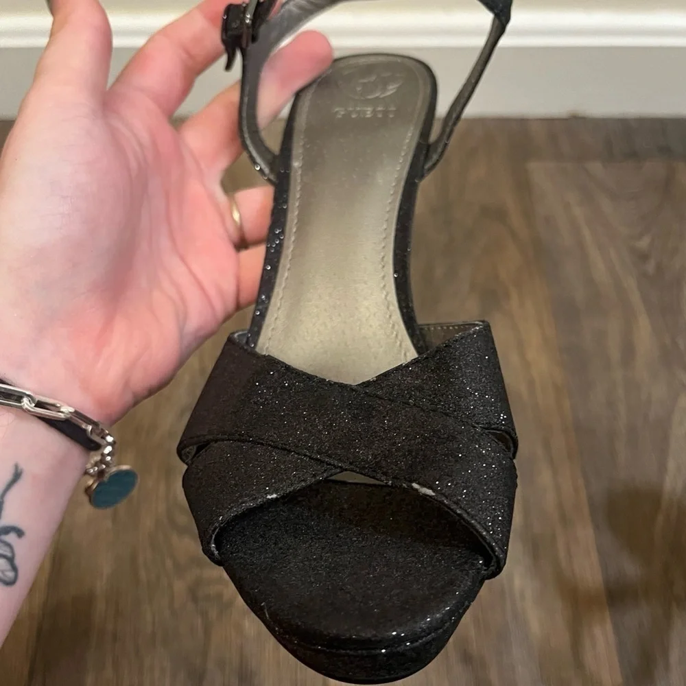 Guess Stunning Glittery Black 6” Heels